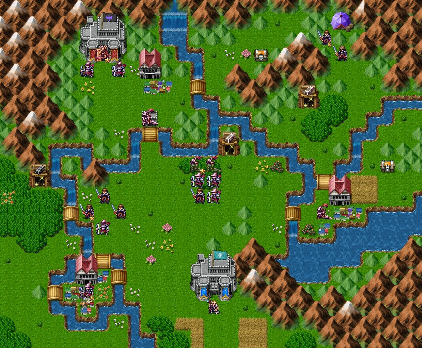 Bản đồ chiến thuật Chapter 16 — Desperation: grid địa hình, vị trí quân, mục tiêu và loot