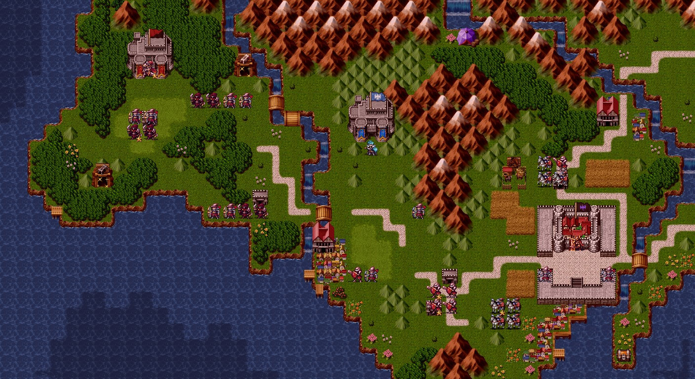 Bản đồ chiến thuật Chapter 21 — Liberating Sandraka: grid địa hình, vị trí quân, mục tiêu và loot