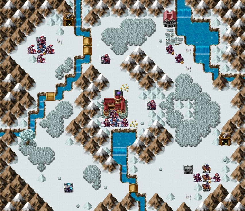 Bản đồ chiến thuật Chapter 22 — Greywind Peak: grid địa hình, vị trí quân, mục tiêu và loot