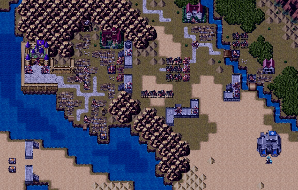 Bản đồ chiến thuật Chapter 25 — Kingdom of Gold: grid địa hình, vị trí quân, mục tiêu và loot