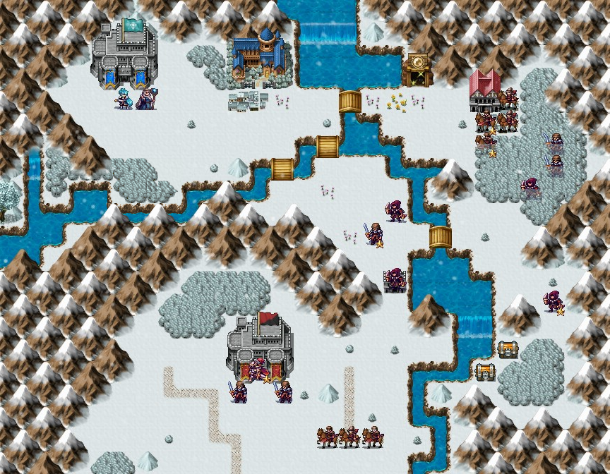 Bản đồ chiến thuật Chapter 5 — Divine Hammer of the Donari: grid địa hình, vị trí quân, mục tiêu và loot