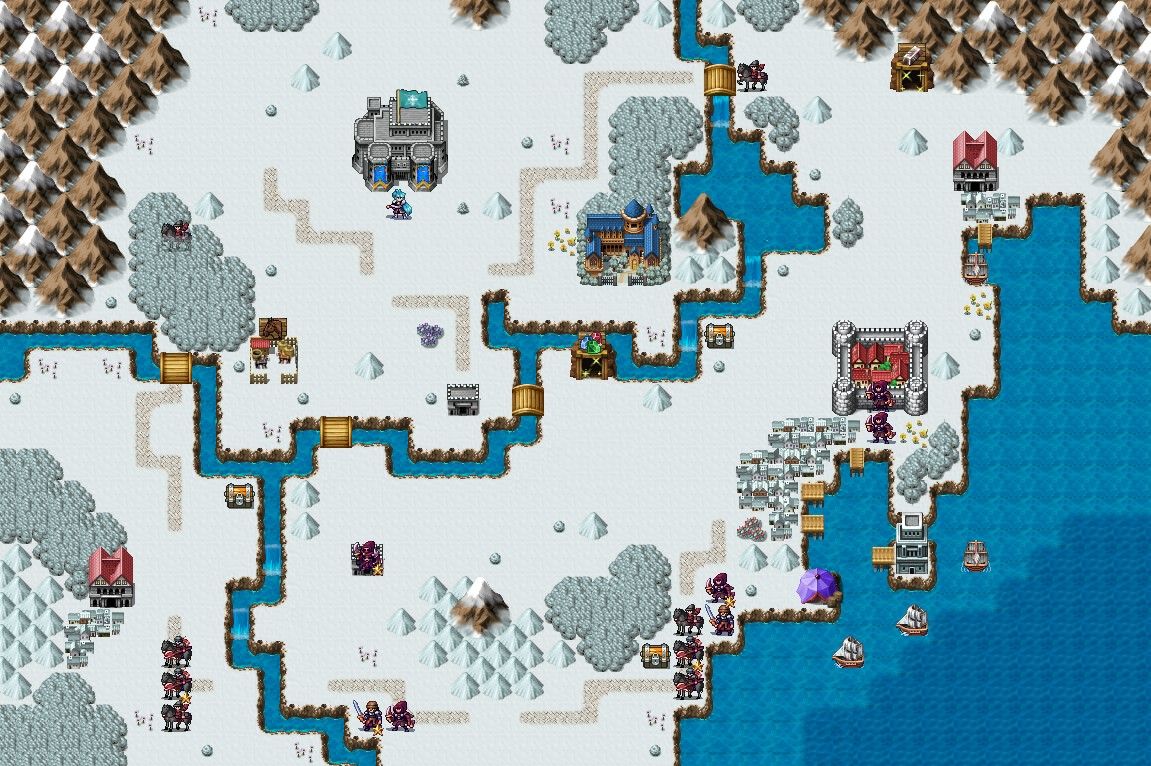 Bản đồ chiến thuật Chapter 6 — Journey to Lemelin: grid địa hình, vị trí quân, mục tiêu và loot