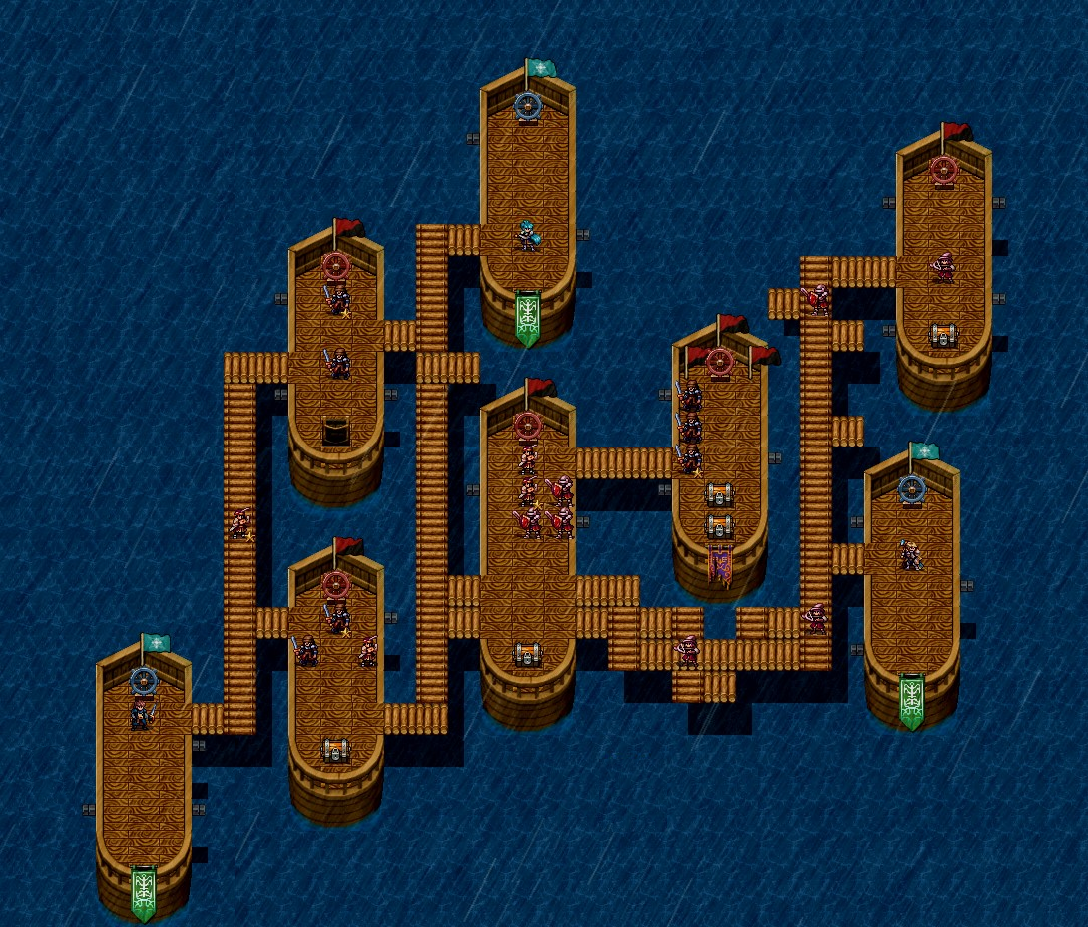 Bản đồ chiến thuật Chapter 7 — Tidereaver: grid địa hình, vị trí quân, mục tiêu và loot