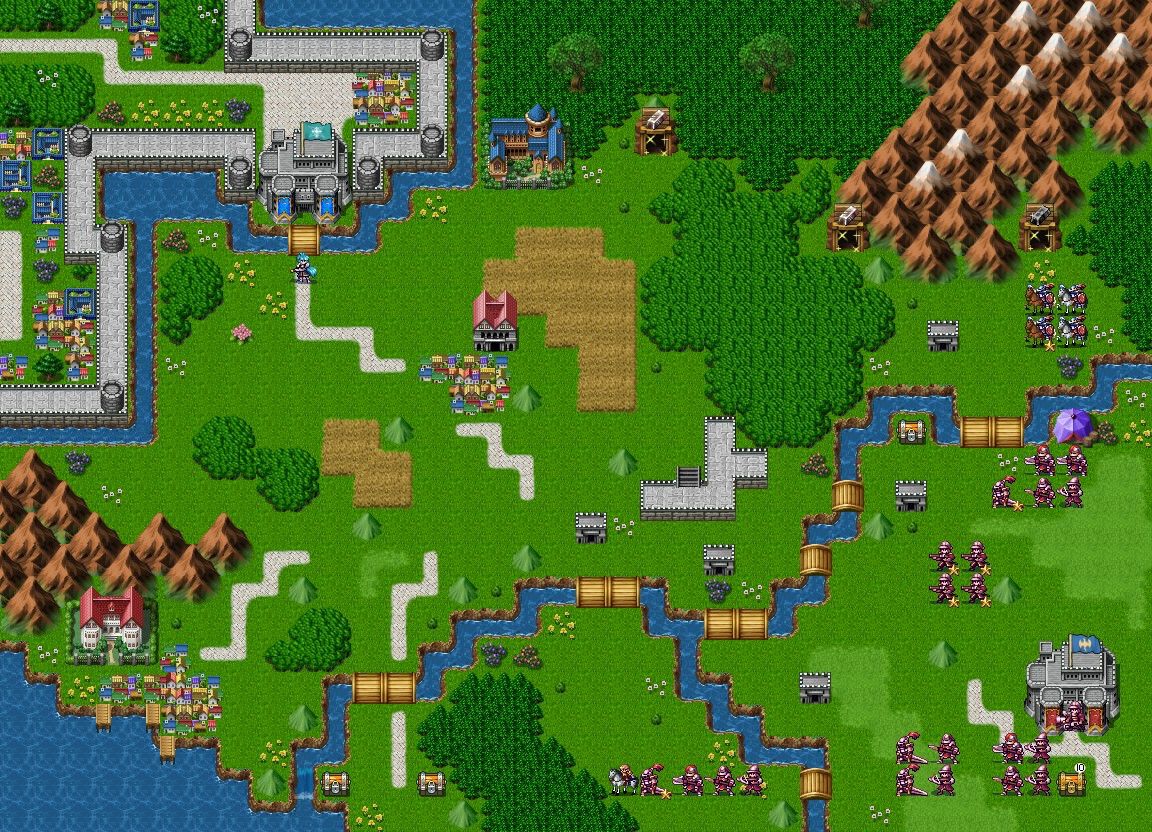 Bản đồ chiến thuật Chapter 9 — Sanctuary: grid địa hình, vị trí quân, mục tiêu và loot