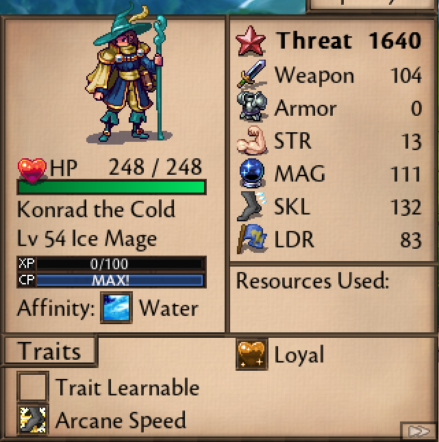Konrad the Cold — stat card