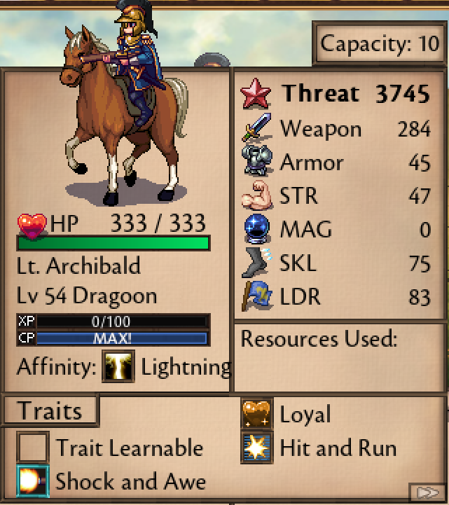Lt. Archibald — stat card