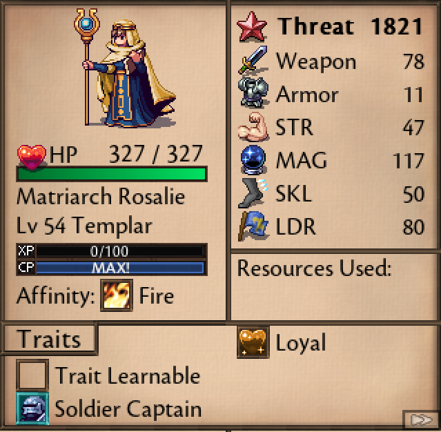 Matriarch Rosalie — stat card
