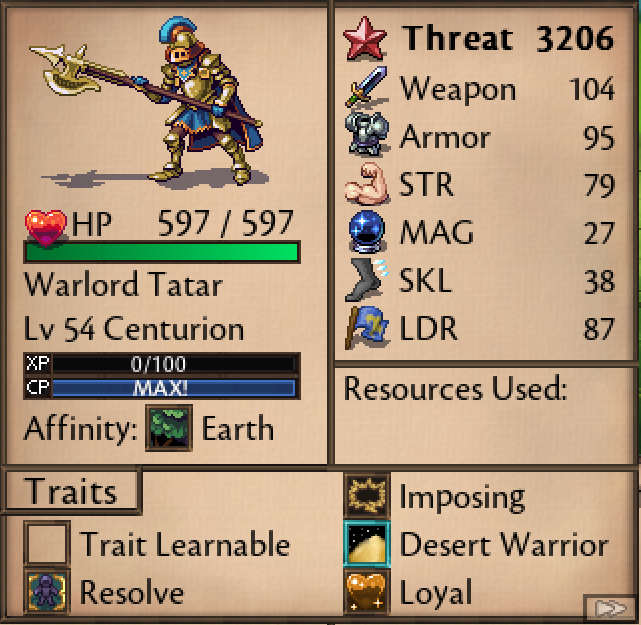Warlord Tatar — stat card